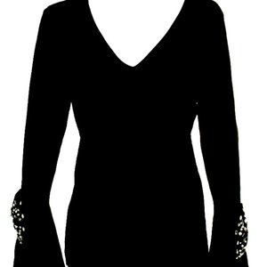 INC NWOT Embellished Bell Sleeve VNeck Sweater XS